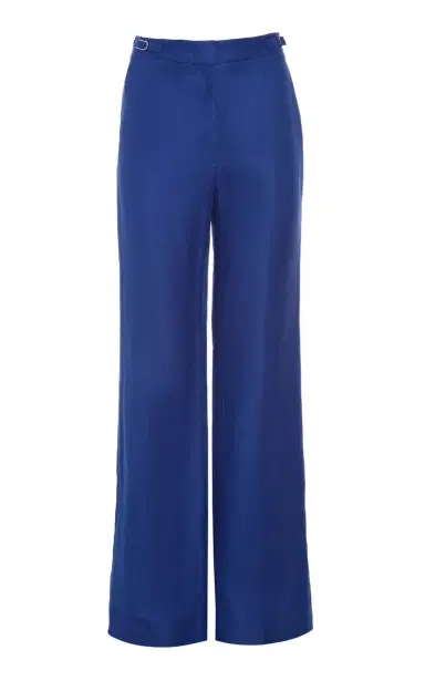 Gabriela Hearst Vesta Flare Pant in Cobalt Linen Twill | Thumbnail 1 Gabriela Hearst Vesta Flare Pant in Cobalt Linen Twill | Thumbnail 1