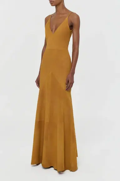 Gabriela Hearst Brigita Slip Maxi Dress in Cashew Suede | Thumbnail 3 Gabriela Hearst Brigita Slip Maxi Dress in Cashew Suede | Thumbnail 3