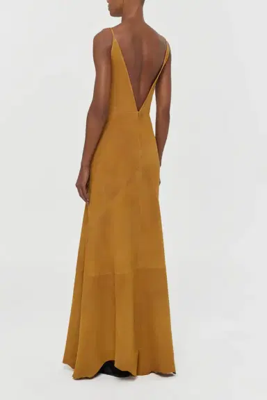Gabriela Hearst Brigita Slip Maxi Dress in Cashew Suede | Thumbnail 4 Gabriela Hearst Brigita Slip Maxi Dress in Cashew Suede | Thumbnail 4
