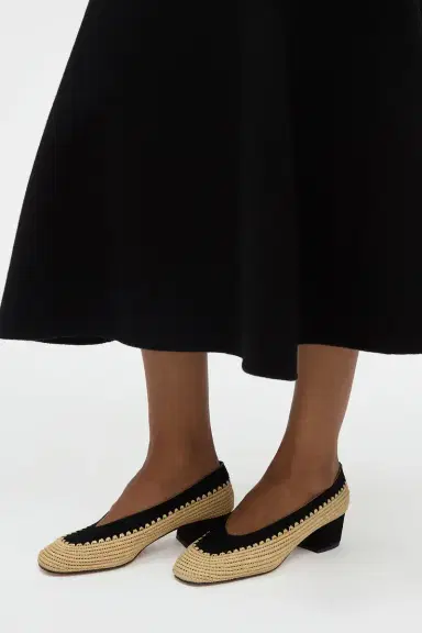 Gabriela Hearst Strength Pump in Black Suede & Natural Raffia | Thumbnail 2 Gabriela Hearst Strength Pump in Black Suede & Natural Raffia | Thumbnail 2