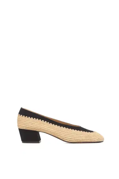 Gabriela Hearst Strength Pump in Black Suede & Natural Raffia | Thumbnail 1 Gabriela Hearst Strength Pump in Black Suede & Natural Raffia | Thumbnail 1