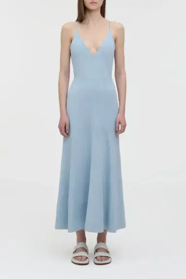 Gabriela Hearst Brigita Slip Maxi Dress in Light Blue Suede | Thumbnail 3 Gabriela Hearst Brigita Slip Maxi Dress in Light Blue Suede | Thumbnail 3