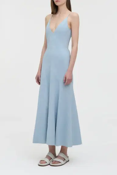 Gabriela Hearst Brigita Slip Maxi Dress in Light Blue Suede | Thumbnail 4 Gabriela Hearst Brigita Slip Maxi Dress in Light Blue Suede | Thumbnail 4