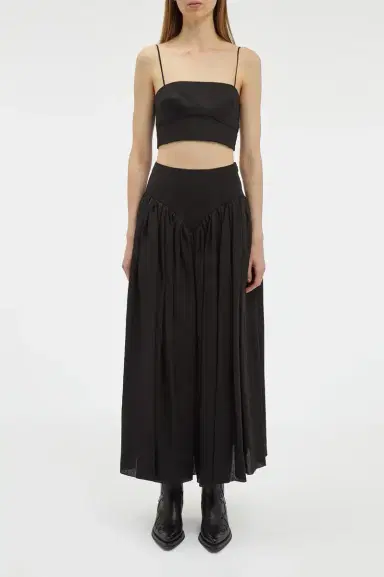 Gabriela Hearst Juniper Maxi Pleated Skirt in Black Aloe Linen | Thumbnail 2 Gabriela Hearst Juniper Maxi Pleated Skirt in Black Aloe Linen | Thumbnail 2