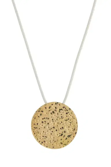 Gabriela Hearst Wheel of Fortune Pendant in 18K Yellow Gold (White Leather Cord) | Thumbnail 3 Gabriela Hearst Wheel of Fortune Pendant in 18K Yellow Gold (White Leather Cord) | Thumbnail 3