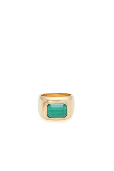 Gabriela Hearst Large Ring in 18K Yellow Gold & Malachite Stone | Thumbnail 3 Gabriela Hearst Large Ring in 18K Yellow Gold & Malachite Stone | Thumbnail 3