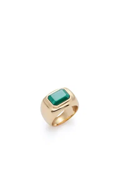 Gabriela Hearst Large Ring in 18K Yellow Gold & Malachite Stone | Thumbnail 1 Gabriela Hearst Large Ring in 18K Yellow Gold & Malachite Stone | Thumbnail 1