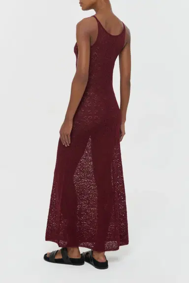 Gabriela Hearst Meridian Lace Knit Maxi Dress in Bordeaux Merino Wool with Lining | Thumbnail 4 Gabriela Hearst Meridian Lace Knit Maxi Dress in Bordeaux Merino Wool with Lining | Thumbnail 4