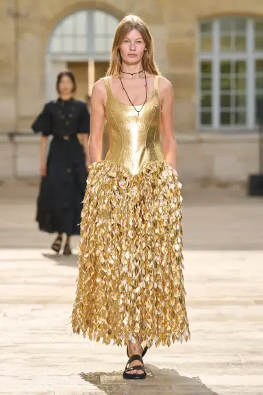 Gabriela Hearst Isai Maxi Dress in Metallic Gold Linen Twill | Thumbnail 2 Gabriela Hearst Isai Maxi Dress in Metallic Gold Linen Twill | Thumbnail 2