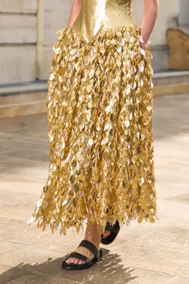 Gabriela Hearst Isai Maxi Dress in Metallic Gold Linen Twill | Thumbnail 3 Gabriela Hearst Isai Maxi Dress in Metallic Gold Linen Twill | Thumbnail 3