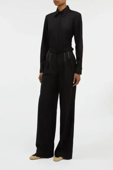 Gabriela Hearst Cruz Shirt in Black & Camel Cashmere | Thumbnail 4 Gabriela Hearst Cruz Shirt in Black & Camel Cashmere | Thumbnail 4