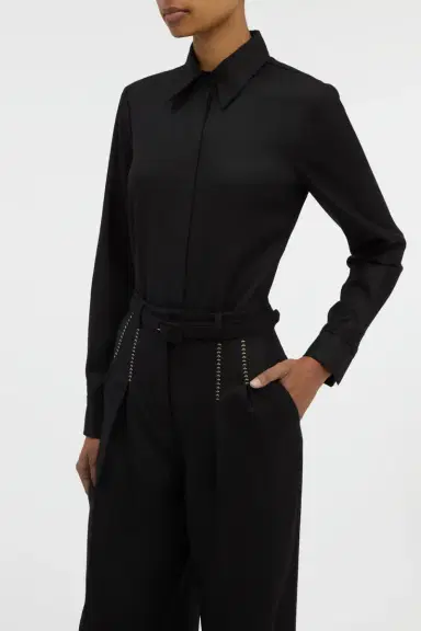 Gabriela Hearst Cruz Shirt in Black & Camel Cashmere | Thumbnail 6 Gabriela Hearst Cruz Shirt in Black & Camel Cashmere | Thumbnail 6