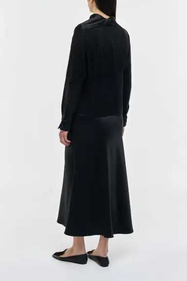Gabriela Hearst Anderson Fringe Scarf Top in Black Silk Satin | Thumbnail 5 Gabriela Hearst Anderson Fringe Scarf Top in Black Silk Satin | Thumbnail 5