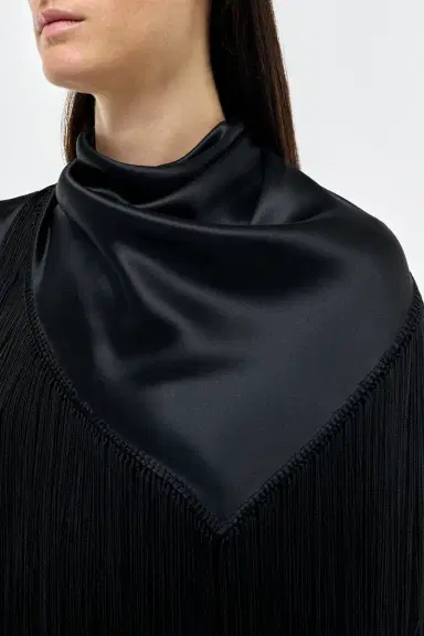 Gabriela Hearst Anderson Fringe Scarf Top in Black Silk Satin | Thumbnail 6 Gabriela Hearst Anderson Fringe Scarf Top in Black Silk Satin | Thumbnail 6