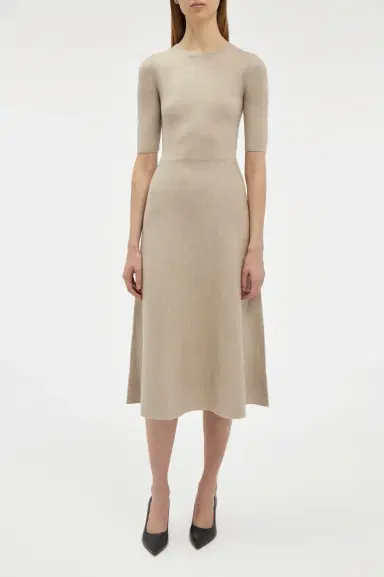Gabriela Hearst Seymore Knit Midi Dress in Oatmeal Merino Wool Cashmere | Thumbnail 2 Gabriela Hearst Seymore Knit Midi Dress in Oatmeal Merino Wool Cashmere | Thumbnail 2