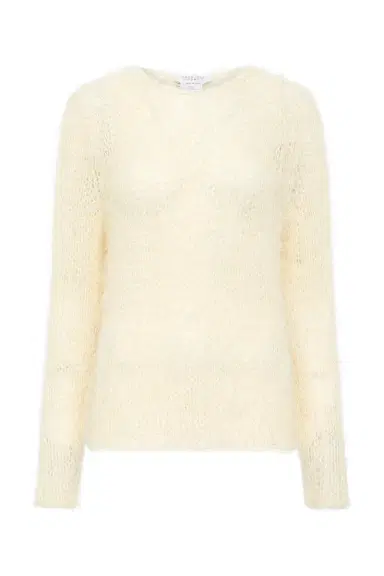 Gabriela Hearst Zoharin Knit Sweater in Off White Silk Cashmere | Thumbnail 1 Gabriela Hearst Zoharin Knit Sweater in Off White Silk Cashmere | Thumbnail 1