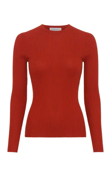 Gabriela Hearst Browning Knit Sweater in Antelope Orange Cashmere Silk | Thumbnail 1 Gabriela Hearst Browning Knit Sweater in Antelope Orange Cashmere Silk | Thumbnail 1