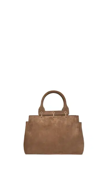 Gabriela Hearst Small Amethyst Tote Bag in Dark Sand Suede | Thumbnail 1 Gabriela Hearst Small Amethyst Tote Bag in Dark Sand Suede | Thumbnail 1