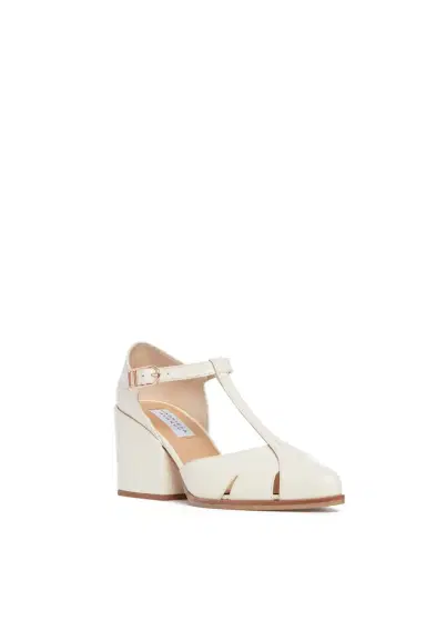 Gabriela Hearst Hawes T-Strap Block Heel Pump in Cream Leather | Thumbnail 2 Gabriela Hearst Hawes T-Strap Block Heel Pump in Cream Leather | Thumbnail 2