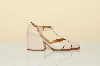 Gabriela Hearst Hawes T-Strap Block Heel Pump in Cream Leather | Thumbnail 5 Gabriela Hearst Hawes T-Strap Block Heel Pump in Cream Leather | Thumbnail 5