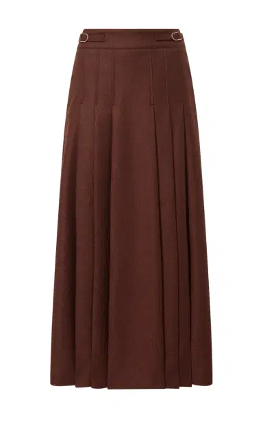 Gabriela Hearst Wesley Pleated Midi Skirt in Burnt Sienna Wool Cashmere Flannel | Thumbnail 1 Gabriela Hearst Wesley Pleated Midi Skirt in Burnt Sienna Wool Cashmere Flannel | Thumbnail 1