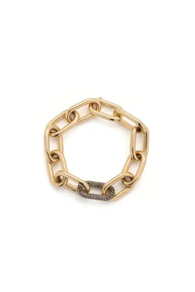 Gabriela Hearst Pave Link Bracelet in 18K Yellow Gold & Black Diamonds (Classic Links) | Thumbnail 2 Gabriela Hearst Pave Link Bracelet in 18K Yellow Gold & Black Diamonds (Classic Links) | Thumbnail 2
