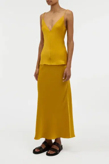 Gabriela Hearst Frei Maxi Skirt in Golden Birch Silk Satin | Thumbnail 4 Gabriela Hearst Frei Maxi Skirt in Golden Birch Silk Satin | Thumbnail 4