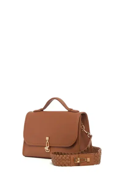 Gabriela Hearst Medium Leonora Flap Bag in Cognac Leather with Braided Strap | Thumbnail 2 Gabriela Hearst Medium Leonora Flap Bag in Cognac Leather with Braided Strap | Thumbnail 2