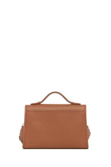 Gabriela Hearst Medium Leonora Flap Bag in Cognac Leather with Braided Strap | Thumbnail 3 Gabriela Hearst Medium Leonora Flap Bag in Cognac Leather with Braided Strap | Thumbnail 3