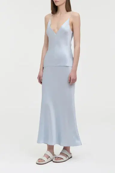 Gabriela Hearst Maria Top in Light Blue Silk Satin | Thumbnail 4 Gabriela Hearst Maria Top in Light Blue Silk Satin | Thumbnail 4