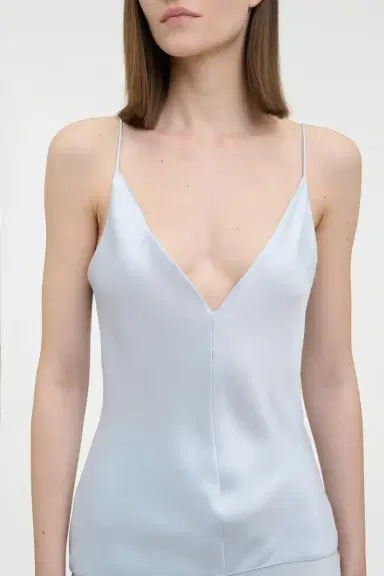 Gabriela Hearst Maria Top in Light Blue Silk Satin | Thumbnail 6 Gabriela Hearst Maria Top in Light Blue Silk Satin | Thumbnail 6