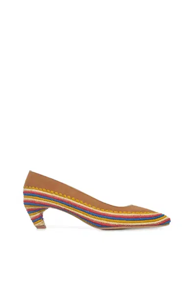 Gabriela Hearst Peggy Heel in Camel Multi Suede & Natural Raffia | Thumbnail 1 Gabriela Hearst Peggy Heel in Camel Multi Suede & Natural Raffia | Thumbnail 1
