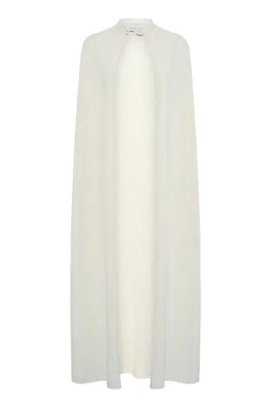 Gabriela Hearst Laleh Knit Cape in Off White Mulberry Silk | Thumbnail 1 Gabriela Hearst Laleh Knit Cape in Off White Mulberry Silk | Thumbnail 1