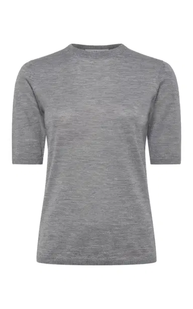 Gabriela Hearst Brunner Knit T-Shirt in Heather Grey Cashmere Silk | Thumbnail 1 Gabriela Hearst Brunner Knit T-Shirt in Heather Grey Cashmere Silk | Thumbnail 1