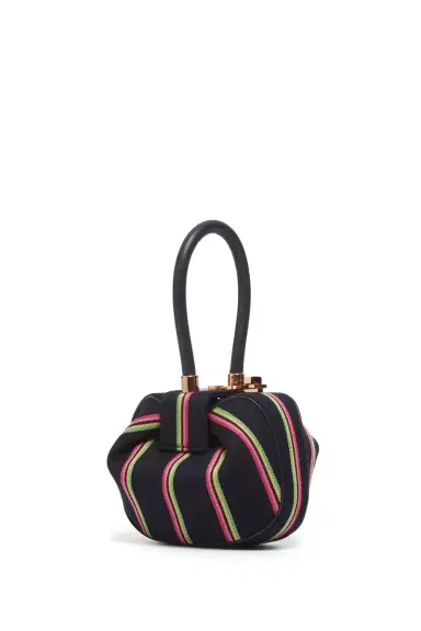Gabriela Hearst Striped Demi Bag in Navy Wool | Thumbnail 1 Gabriela Hearst Striped Demi Bag in Navy Wool | Thumbnail 1