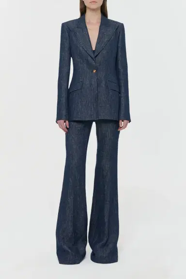 Gabriela Hearst Leiva Blazer in Stone Washed Linen Denim | Thumbnail 2 Gabriela Hearst Leiva Blazer in Stone Washed Linen Denim | Thumbnail 2