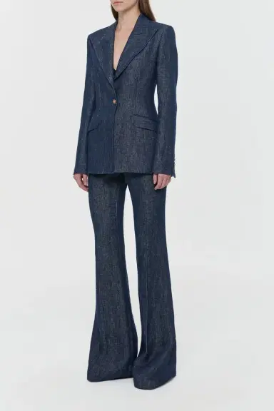 Gabriela Hearst Leiva Blazer in Stone Washed Linen Denim | Thumbnail 3 Gabriela Hearst Leiva Blazer in Stone Washed Linen Denim | Thumbnail 3