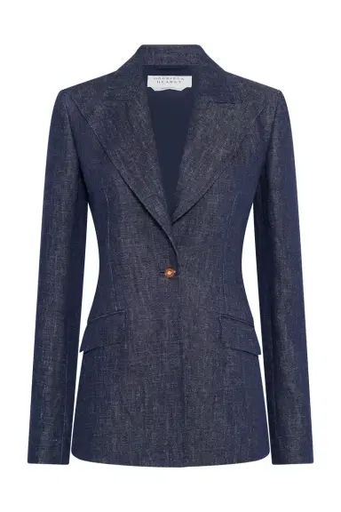 Gabriela Hearst Leiva Blazer in Stone Washed Linen Denim | Thumbnail 1 Gabriela Hearst Leiva Blazer in Stone Washed Linen Denim | Thumbnail 1