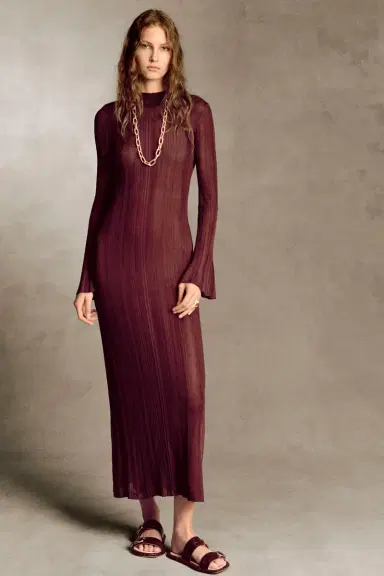 Gabriela Hearst Atira Knit Maxi Dress in Bordeaux Silk | Thumbnail 2 Gabriela Hearst Atira Knit Maxi Dress in Bordeaux Silk | Thumbnail 2