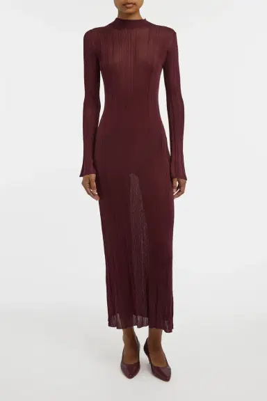 Gabriela Hearst Atira Knit Maxi Dress in Bordeaux Silk | Thumbnail 3 Gabriela Hearst Atira Knit Maxi Dress in Bordeaux Silk | Thumbnail 3