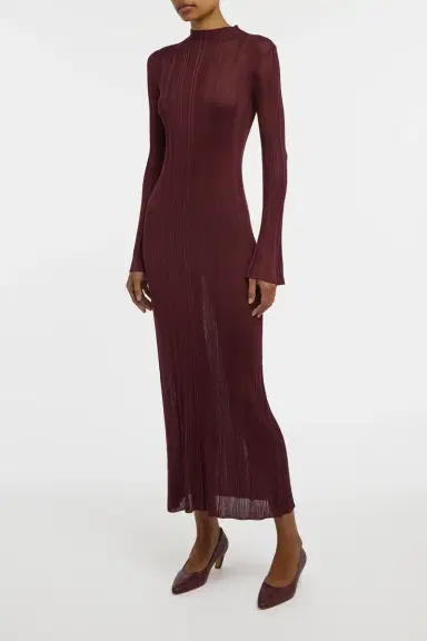 Gabriela Hearst Atira Knit Maxi Dress in Bordeaux Silk | Thumbnail 4 Gabriela Hearst Atira Knit Maxi Dress in Bordeaux Silk | Thumbnail 4
