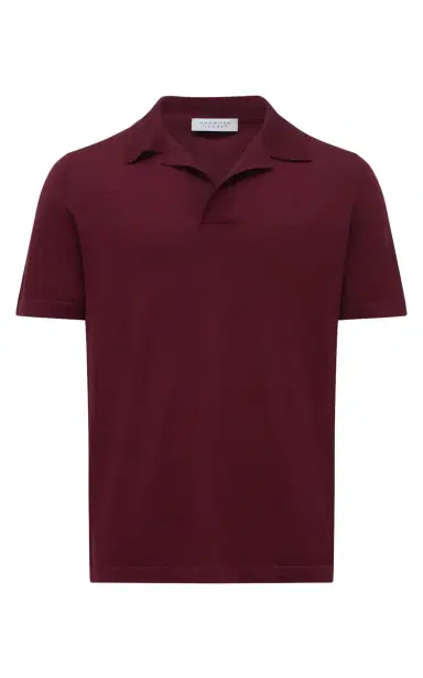 Gabriela Hearst Stendhal Knit Short Sleeve Polo in Bordeaux Cashmere Silk | Thumbnail 1 Gabriela Hearst Stendhal Knit Short Sleeve Polo in Bordeaux Cashmere Silk | Thumbnail 1