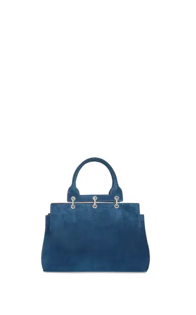 Gabriela Hearst Small Amethyst Tote Bag in Navy Suede | Thumbnail 1 Gabriela Hearst Small Amethyst Tote Bag in Navy Suede | Thumbnail 1