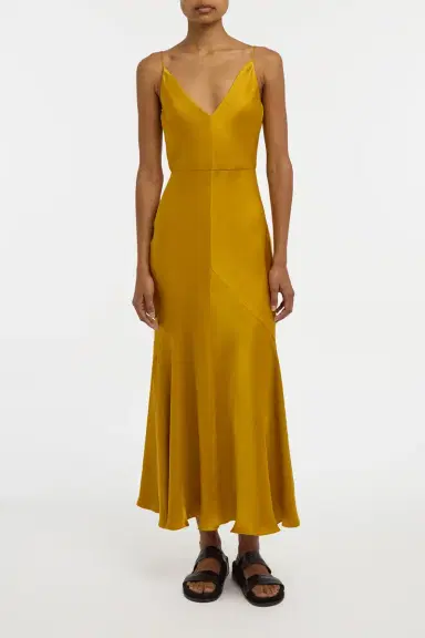 Gabriela Hearst Brigita Slip Maxi Dress in Golden Birch Silk Satin | Thumbnail 2 Gabriela Hearst Brigita Slip Maxi Dress in Golden Birch Silk Satin | Thumbnail 2