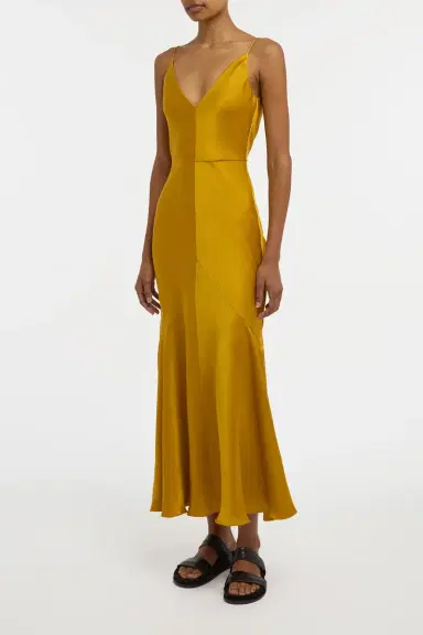 Gabriela Hearst Brigita Slip Maxi Dress in Golden Birch Silk Satin | Thumbnail 3 Gabriela Hearst Brigita Slip Maxi Dress in Golden Birch Silk Satin | Thumbnail 3