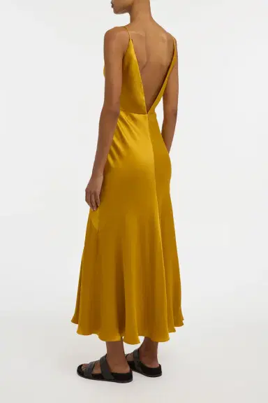 Gabriela Hearst Brigita Slip Maxi Dress in Golden Birch Silk Satin | Thumbnail 4 Gabriela Hearst Brigita Slip Maxi Dress in Golden Birch Silk Satin | Thumbnail 4
