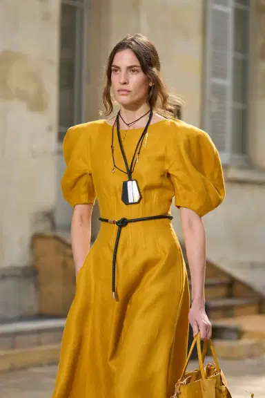 Gabriela Hearst Ranya Puff Sleeve Maxi Dress in Golden Birch Linen Twill | Thumbnail 3 Gabriela Hearst Ranya Puff Sleeve Maxi Dress in Golden Birch Linen Twill | Thumbnail 3
