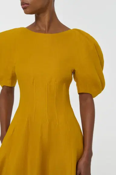 Gabriela Hearst Ranya Puff Sleeve Maxi Dress in Golden Birch Linen Twill | Thumbnail 8 Gabriela Hearst Ranya Puff Sleeve Maxi Dress in Golden Birch Linen Twill | Thumbnail 8