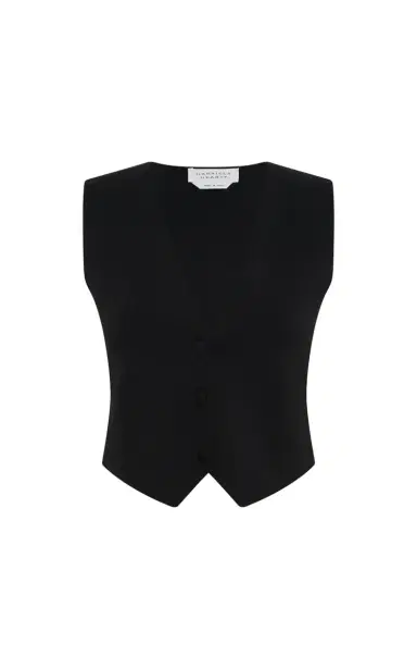 Gabriela Hearst Enso Knit Vest in Black Merino Wool Cashmere | Thumbnail 1 Gabriela Hearst Enso Knit Vest in Black Merino Wool Cashmere | Thumbnail 1