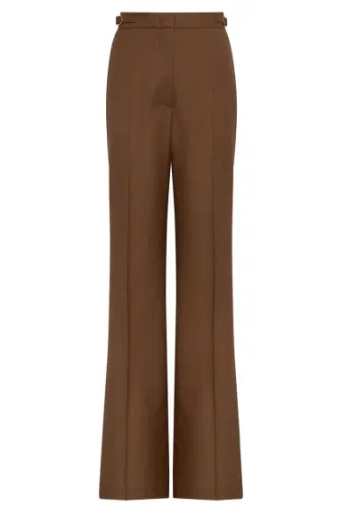 Gabriela Hearst Vesta Flare Pant in Chestnut Wool Silk | Thumbnail 1 Gabriela Hearst Vesta Flare Pant in Chestnut Wool Silk | Thumbnail 1